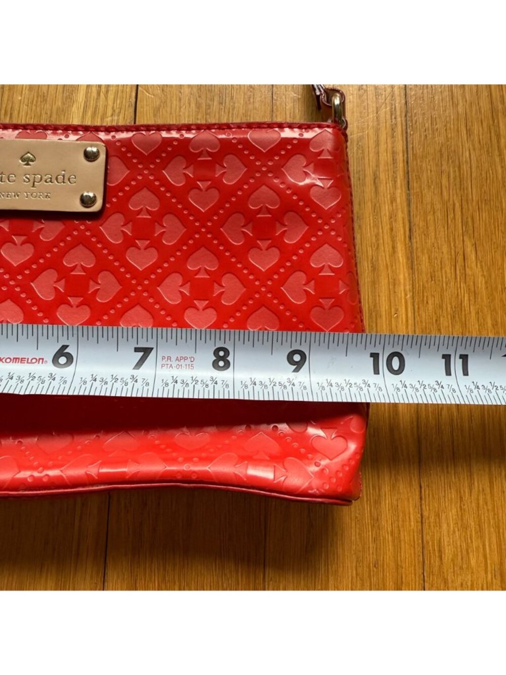 Kate Spade NY Red Patent Leather Deboss Logo Emerald Avenue Crossbody Bag - Picture 5 of 16